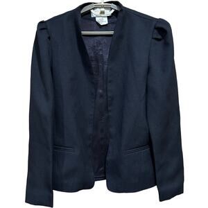 Donnkenny Blazer Jacket Womens Size 11 / 12 Black Open Front Minimalist Office